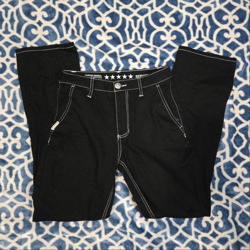 FiveStar General Co Black Jeans with White Stitching